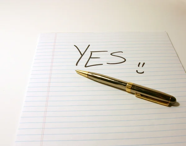 YES - Notepad & Pen — Stock Photo, Image