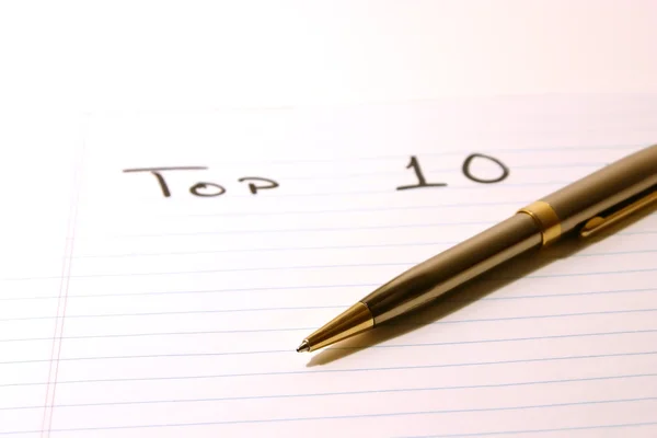 Top 10 - σημειωματάριο & στυλό — Φωτογραφία Αρχείου