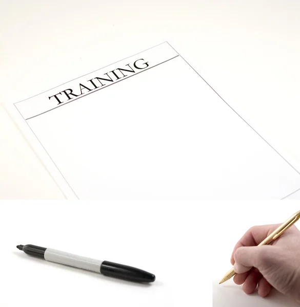 Szkolenie papieru - (znacznik i ręka — Zdjęcie stockowe