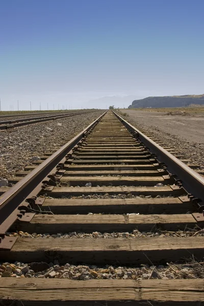 Railroad tracks door zoutmeer — Stockfoto