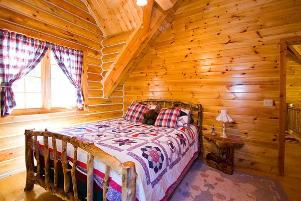 Close up on a Bedroom in a Cabin — Stock Photo, Image