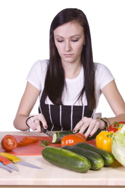 Cute Teenager Preparing Food clipart