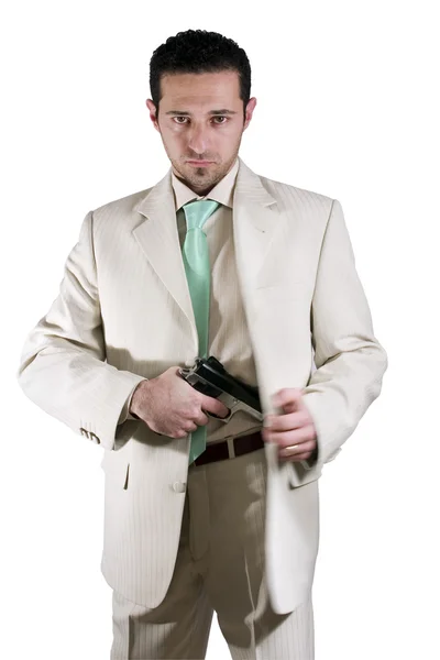 Człowiek, wyciągając jego pistolet — Zdjęcie stockowe
