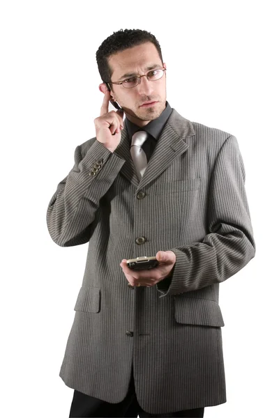 Pda の携帯電話上のビジネスマン — ストック写真