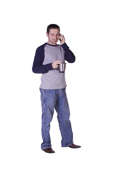 Sigara ve içki Akdeniz adam — Stok fotoğraf