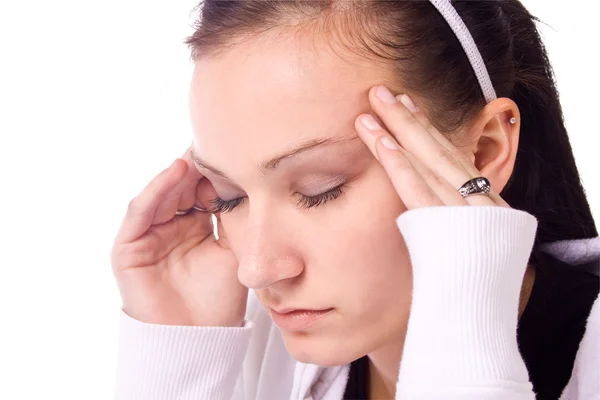 Adolescente com dor de cabeça — Fotografia de Stock