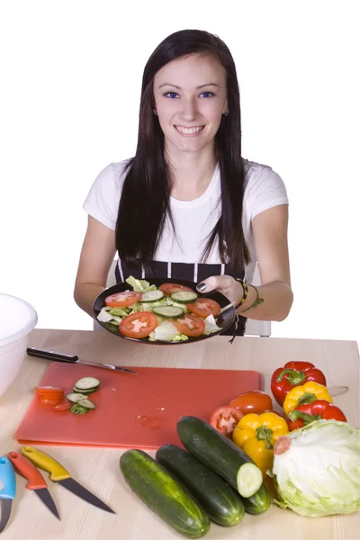 Söt tonåring förbereda mat Royaltyfria Stockfoton