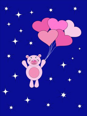 The Teddy bear flies on air ball. clipart