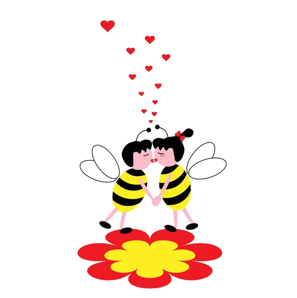 The Bees on flower. — Stock Vector