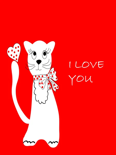 TLa carte postale blanchissant chatte chat . — Image vectorielle