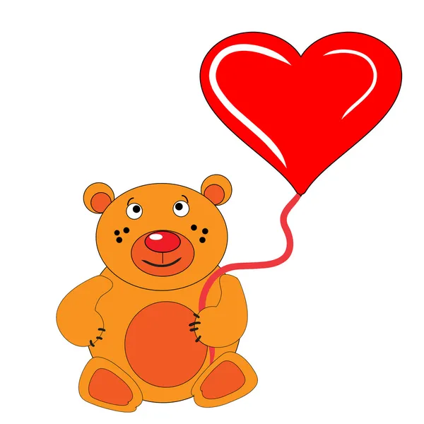 Il cucciolo d'orso tiene in mano il cuore . — Vettoriale Stock