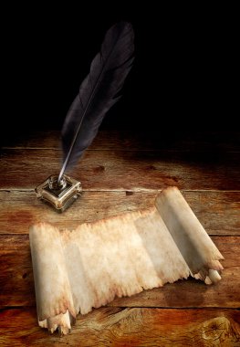 Old Parchment and a Quill clipart