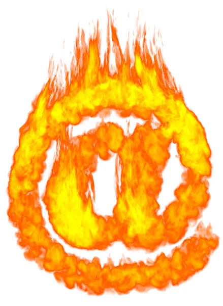 E-symbool op branden — Stockfoto