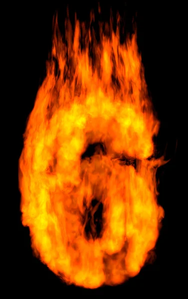 Brennende Nummer sechs — Stockfoto