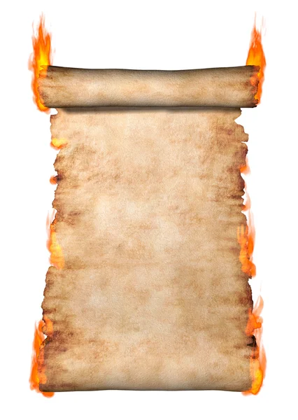 Палаючий рулон пергаменту — стокове фото