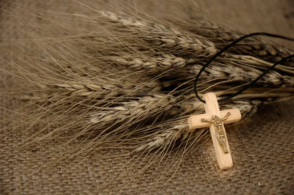 キリスト教の十字、小麦 — ストック写真