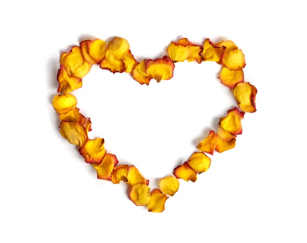 Gül yaprakları yapılmış kalp — Stok fotoğraf