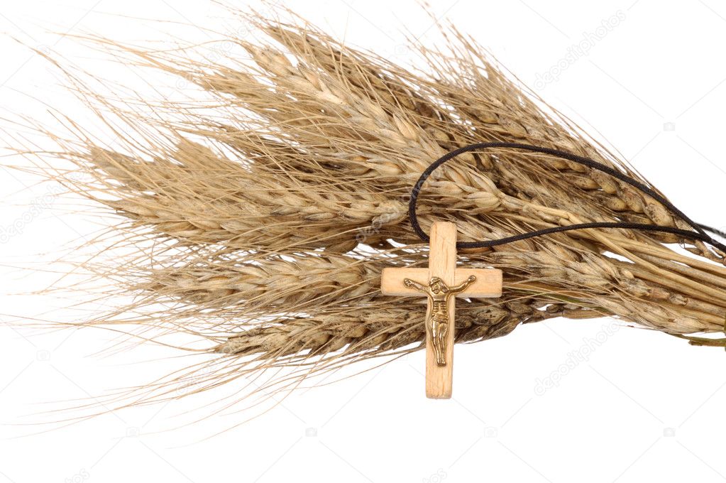 Christian Cross And Wheat