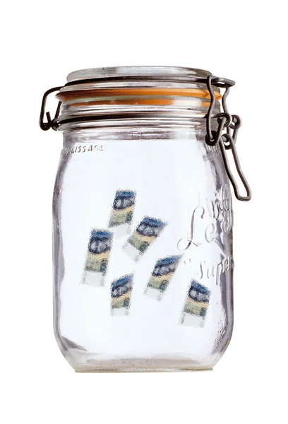 Glas mit dem Geld — Stockfoto