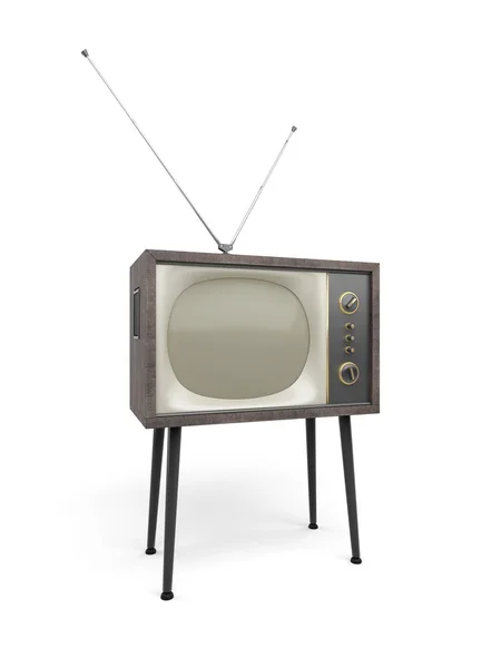 Viejo televisor aislado en blanco Stockafbeelding