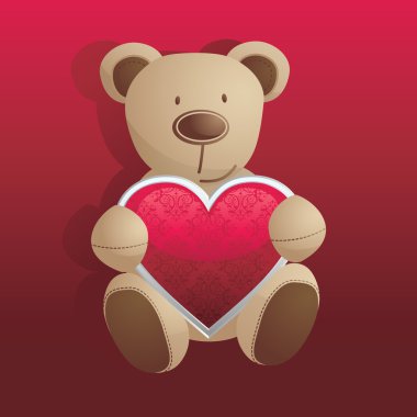 Teddy bear with heart in hands clipart