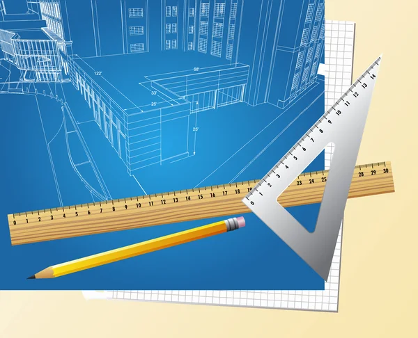Zeichnung Plan architektonischer Hintergrund — Stockvektor
