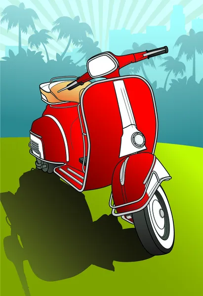 Red scooter vector background — Stock Vector