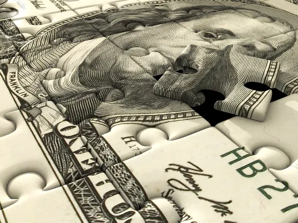 Jigsaw rompecabezas Dólar estadounidense — Foto de Stock