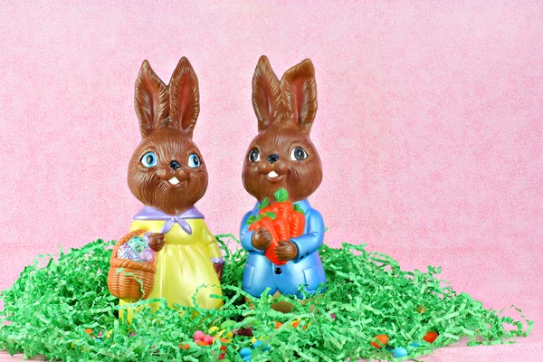 Mr. és mrs. húsvéti nyuszi파운드 케이크와 과일 소스 — Stock Fotó