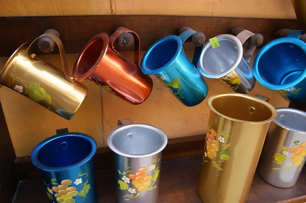 Colour aluminium mugs — Stock Photo, Image