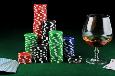 Drink and playing cards clipart