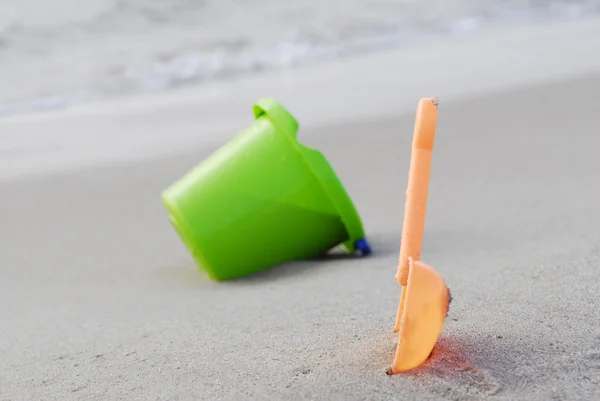 stock image Small green children bucket and scoop