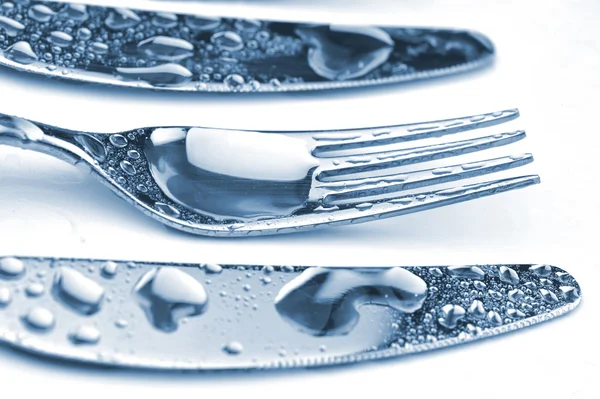 Срібний посуд готовий до використання — стокове фото