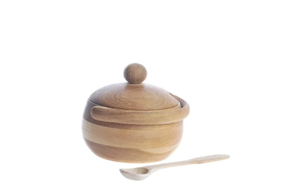 Wooden sugar bowl — Stock Photo, Image