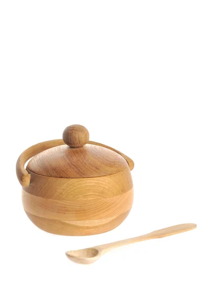 Sugar bowl and spoon — Stock Photo, Image