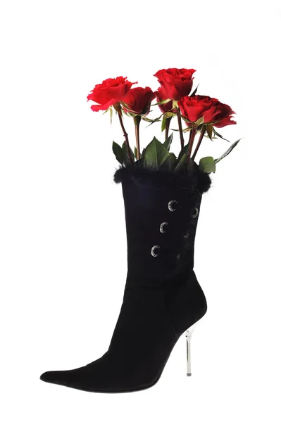 Chaussure femme mignonne avec des roses — Photo