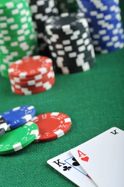 Chips untuk gamblings dan kartu — Stok Foto