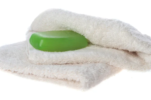 Sapone e asciugamano — Foto Stock