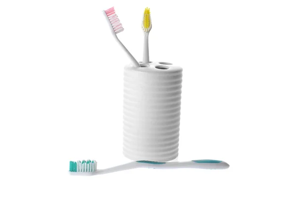 Farbige Zahnbürste isoliert auf weiß — Stockfoto