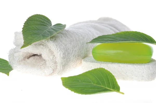 Soap and towel — Stock Photo, Image