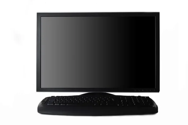 Monitor preto e teclado — Fotografia de Stock
