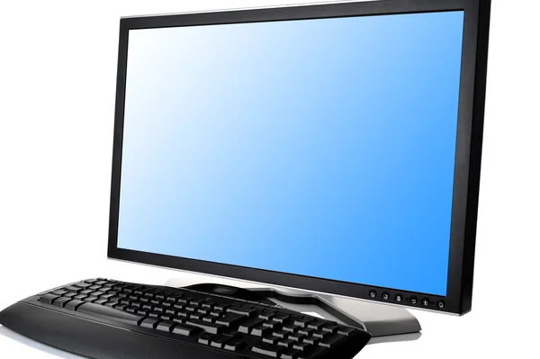 Monitor i klawiatura czarna — Zdjęcie stockowe