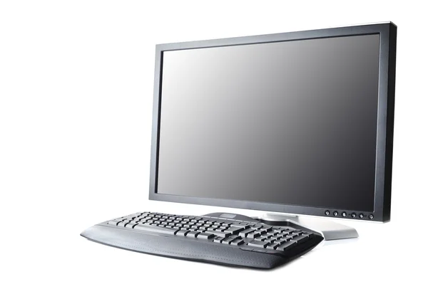 Schwarzer Monitor und Tastatur — Stockfoto