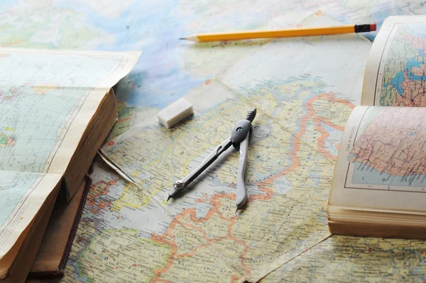 Χάρτη και pensil — Φωτογραφία Αρχείου
