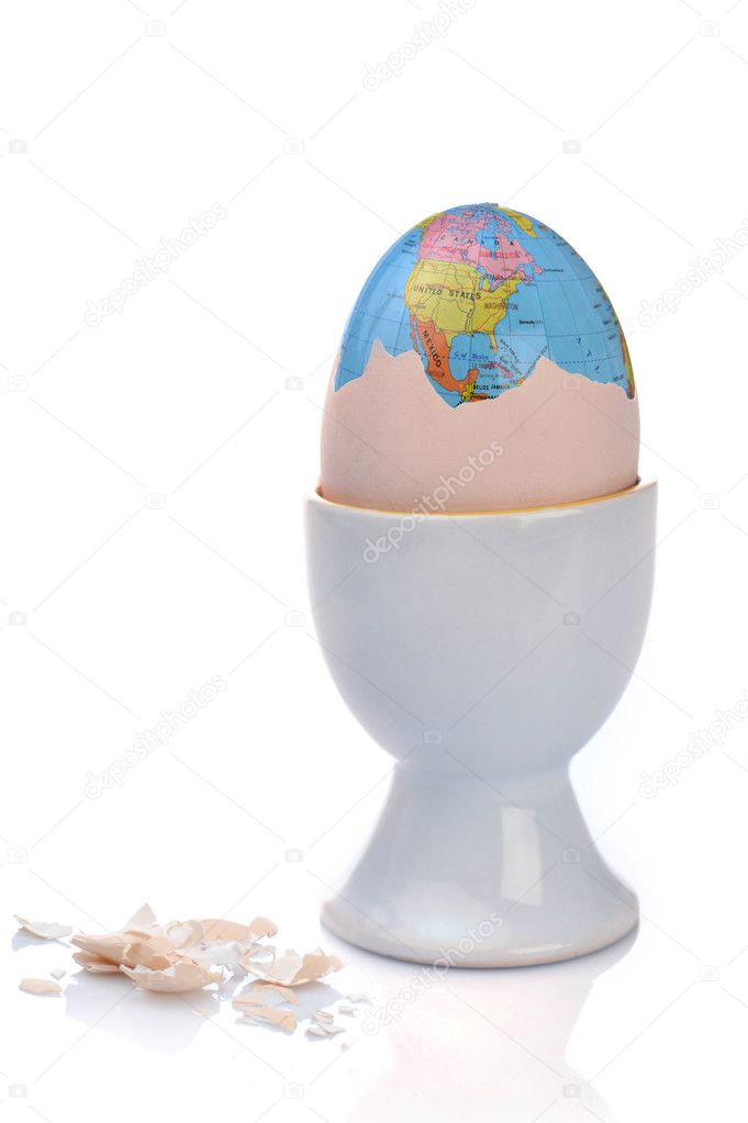 Earth inside cracked egg