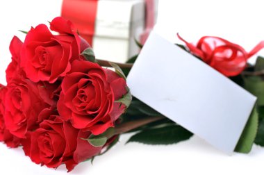 Beautiful red roses with name card clipart