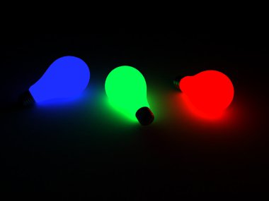 Color bulbs with neon glow clipart