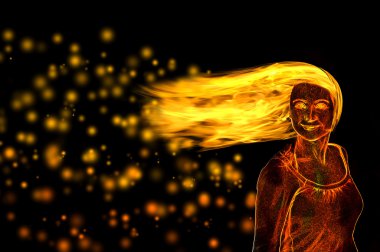 Woman figure made of flames clipart