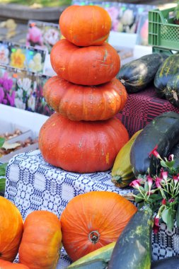 Pumkins at the market clipart