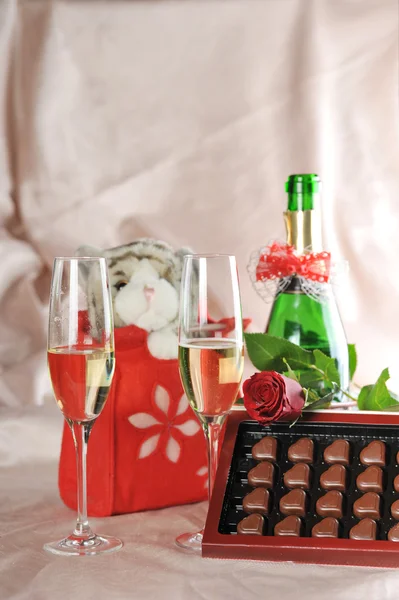 Cadeau en champagne — Stockfoto